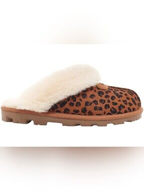 UGG Coquette Leopard Print Calf Hair Slippers Size 5